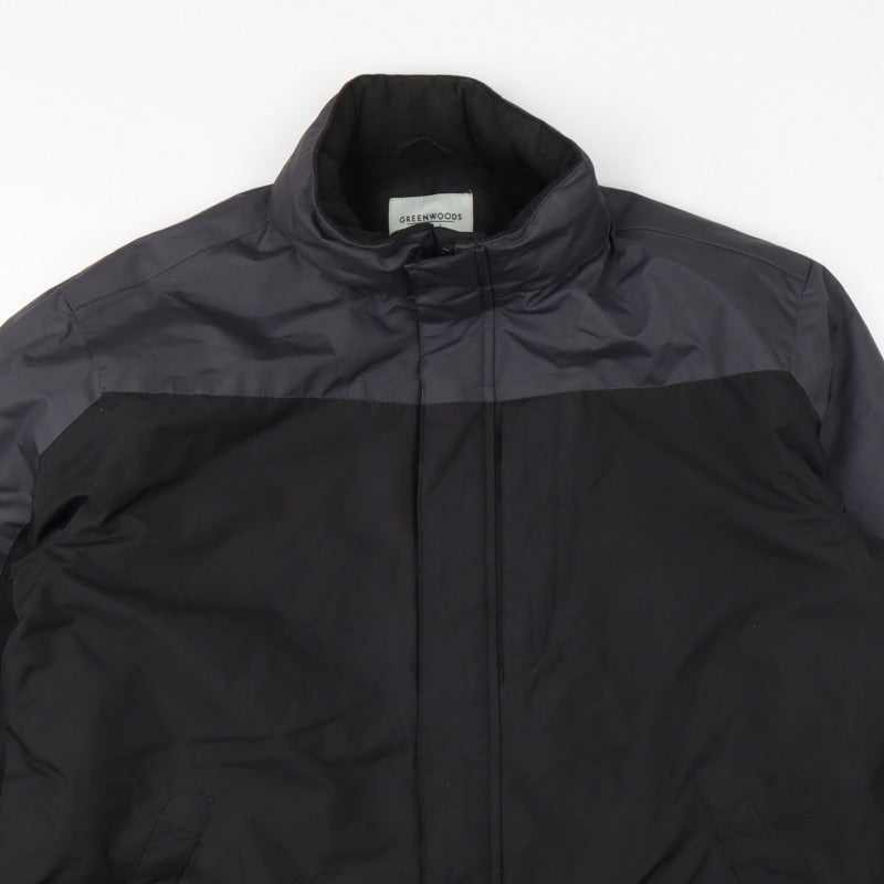 Greenwoods Men’s Black Grey Large Lined Full Zip Jacket Casual