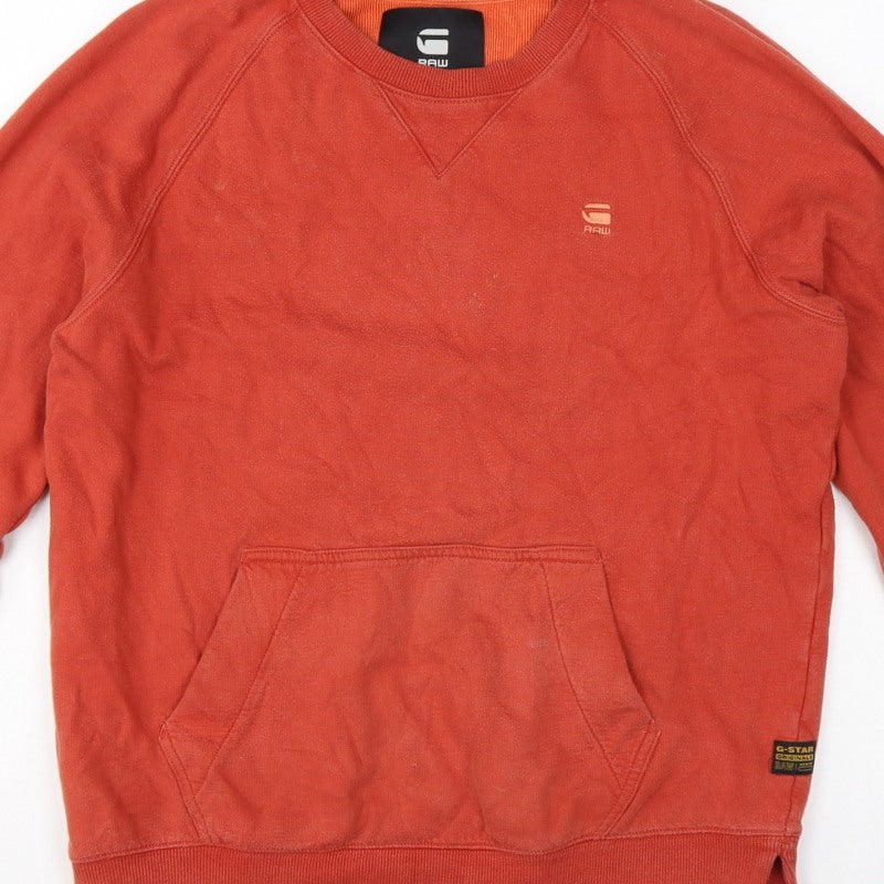 G-Star RAW Men’s Orange M Pullover Crew Neck Logo Sweatshirt