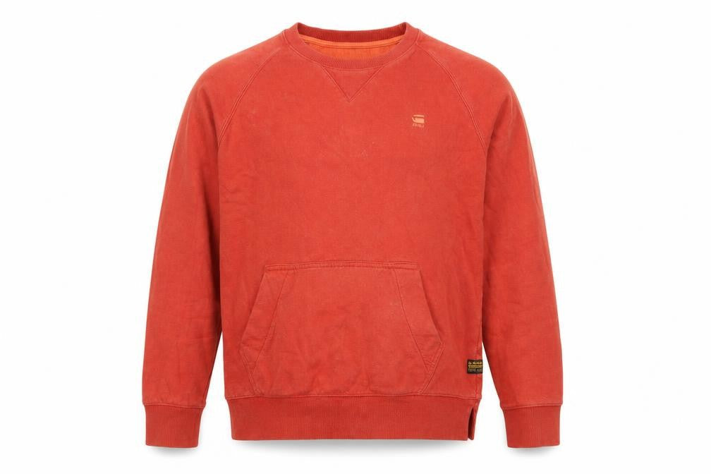 G-Star RAW Men’s Orange M Pullover Crew Neck Logo Sweatshirt