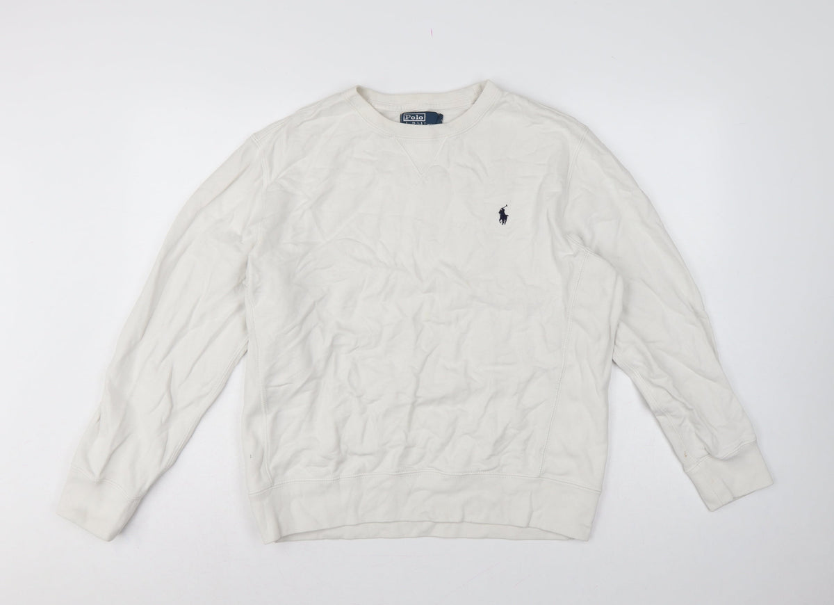 Polo Ralph Lauren Men’s White L Crew Neck Pullover Sweatshirt Logo