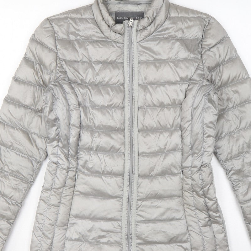 Laura Ashley Women Grey UK 8 Quilted Down Puffer Jacket
