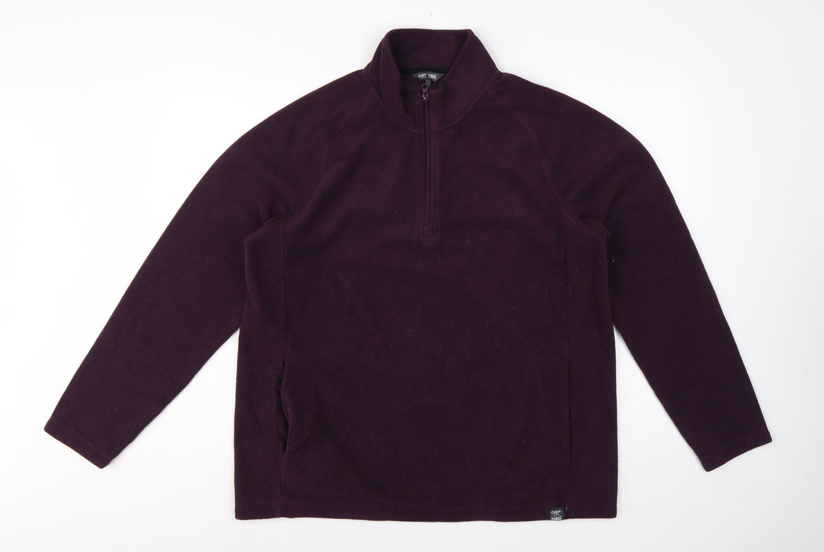 Cotton Traders Men’s Purple L 1/4 Zip Fleece Pullover Sweatshirt
