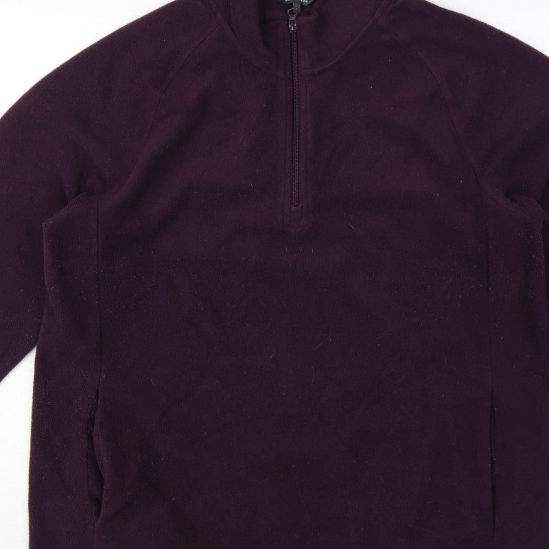 Cotton Traders Men’s Purple L 1/4 Zip Fleece Pullover Sweatshirt