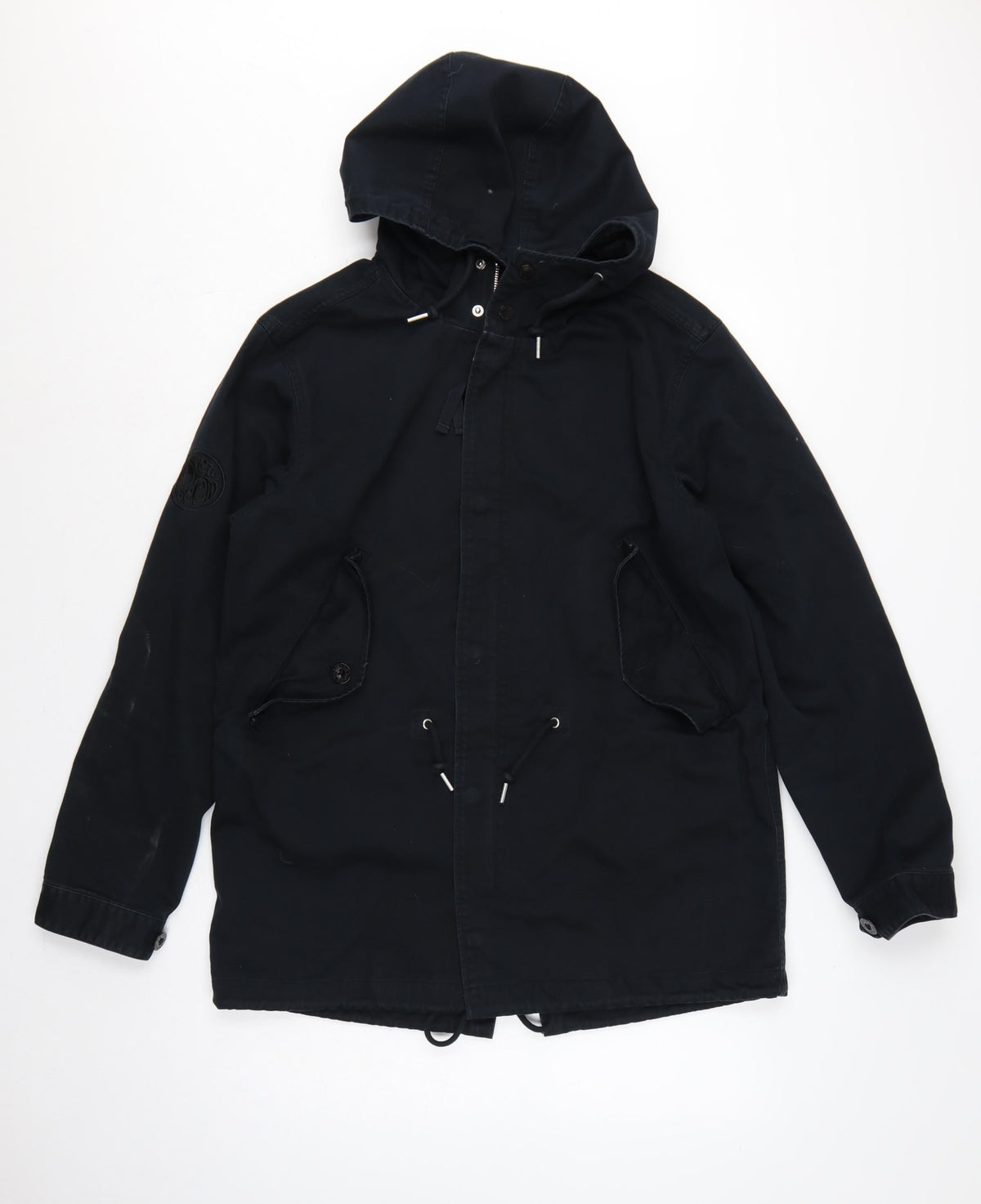 Pretty Green Men’s Black M Hooded Cotton Parka Jacket Logo