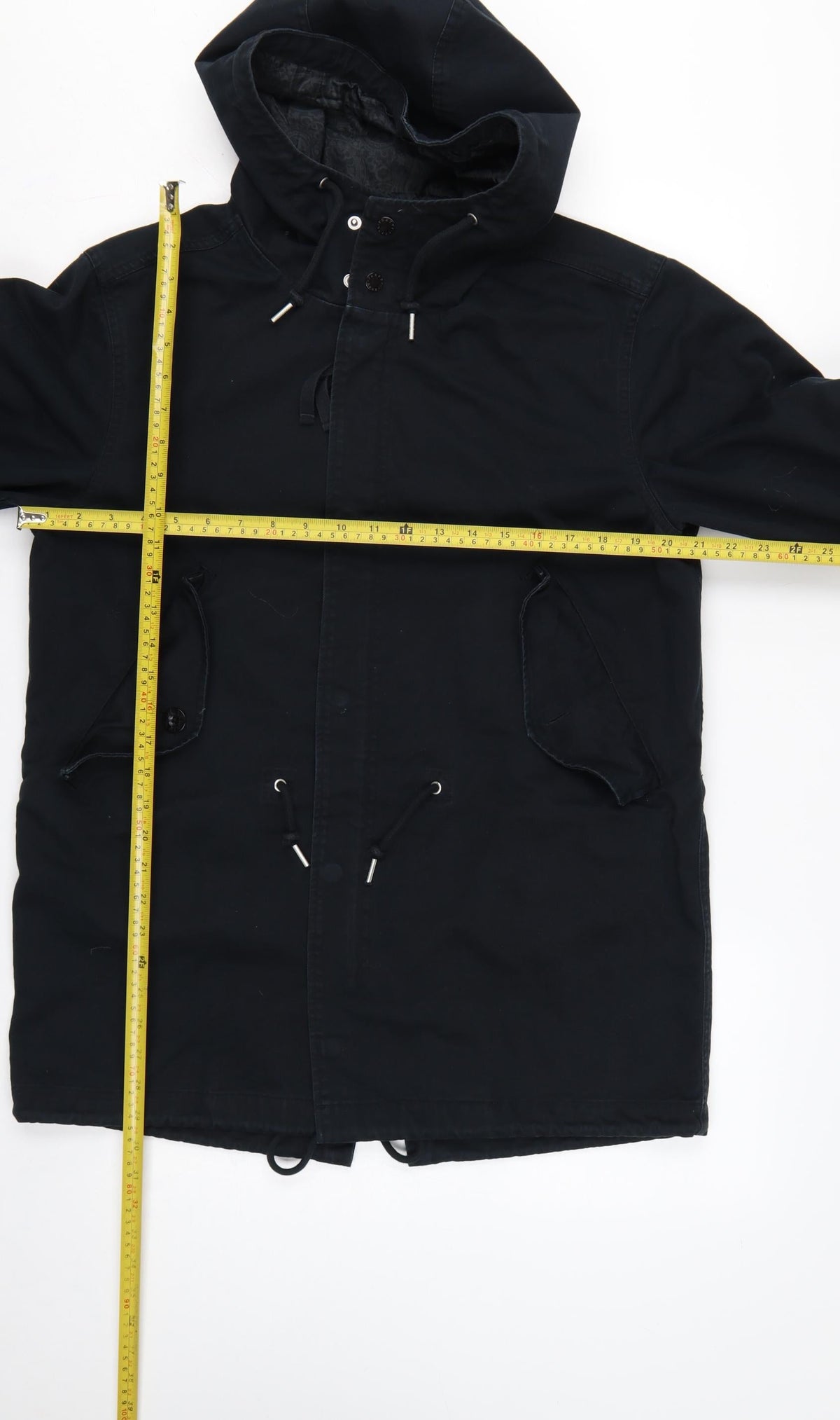 Pretty Green Men’s Black M Hooded Cotton Parka Jacket Logo