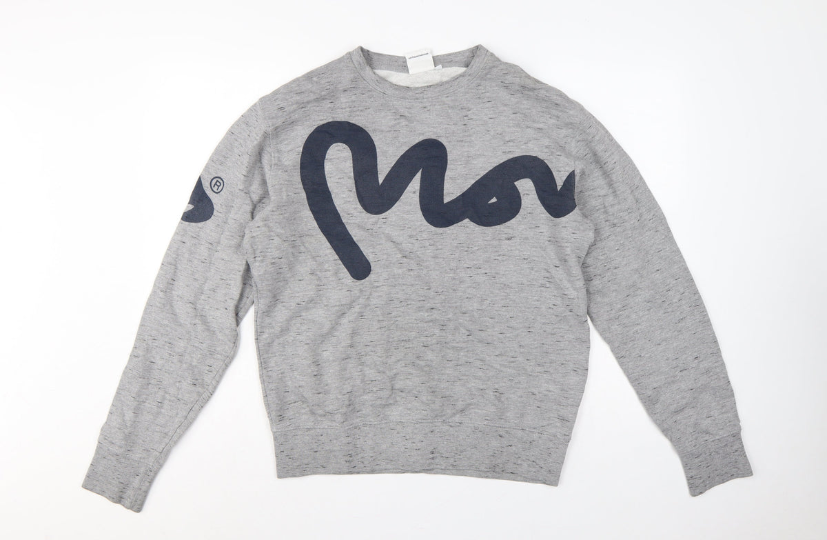 Money Men's Grey M Graphic Logo Crew Neck Pullover Sweatshirt