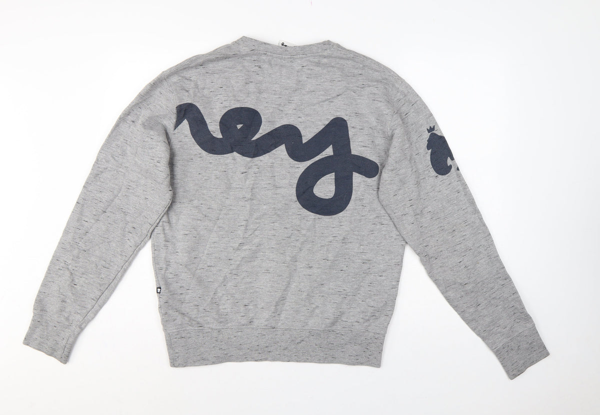 Money Men's Grey M Graphic Logo Crew Neck Pullover Sweatshirt