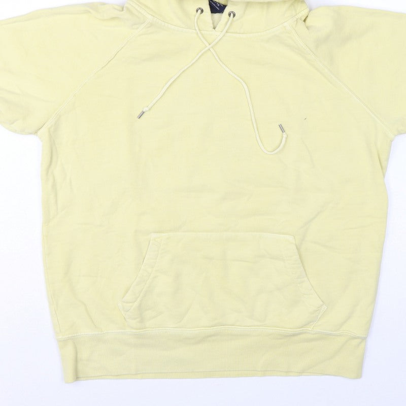 Gap Women's Yellow XL Short Sleeve Pullover Hoodie Kangaroo Pocket