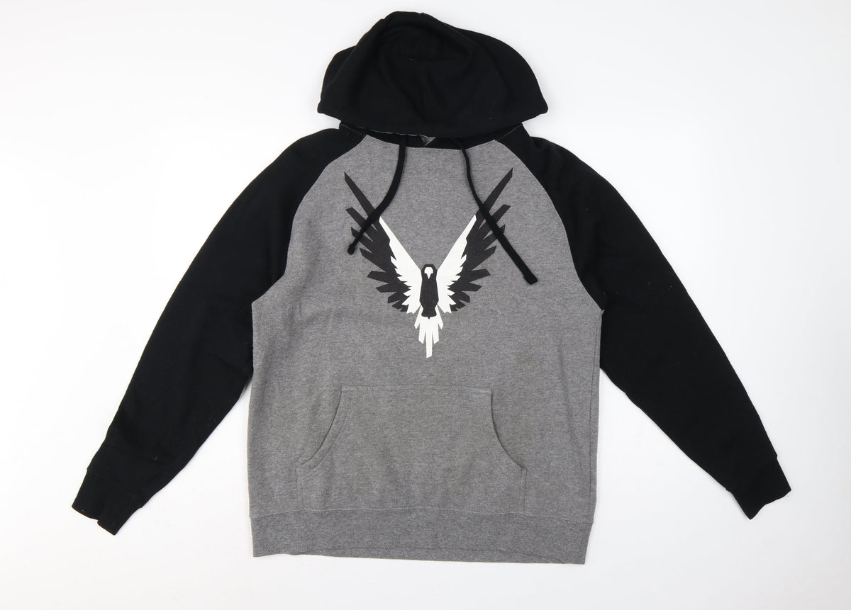 Maverick Logan Paul Men's Grey Black S Eagle Graphic Pullover Hoodie