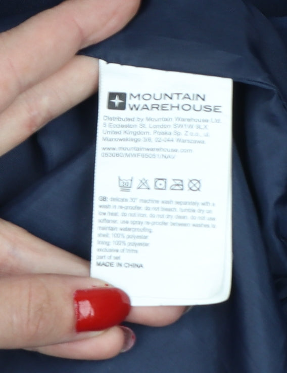 Mountain Warehouse Women’s Blue UK 16 Hooded Water Resistant Rain Jacket