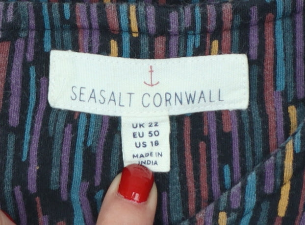 Seasalt Cornwall Women Multicoloured UK 22 Shift Dress Geometric 3/4 Sleeve