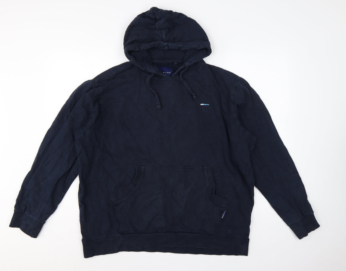 Back view of BadRhino Men’s Blue XL Pullover Hoodie Hooded Fleece Pockets