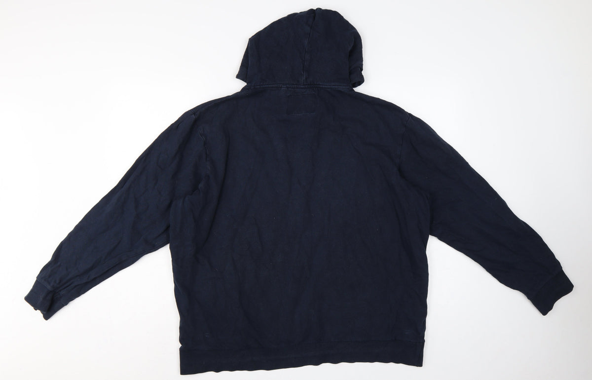 Brand and care label for BadRhino Men’s Blue XL Pullover Hoodie Hooded Fleece Pockets
