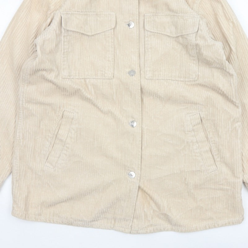 H&M Men’s Beige Corduroy Button Jacket Size S Collared Utility
