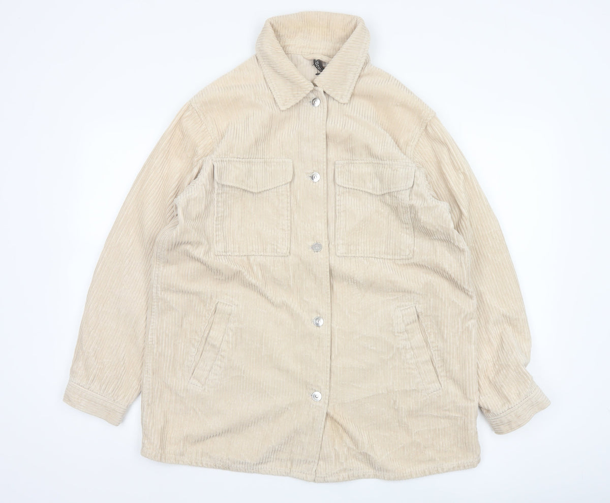 H&M Men’s Beige Corduroy Button Jacket Size S Collared Utility