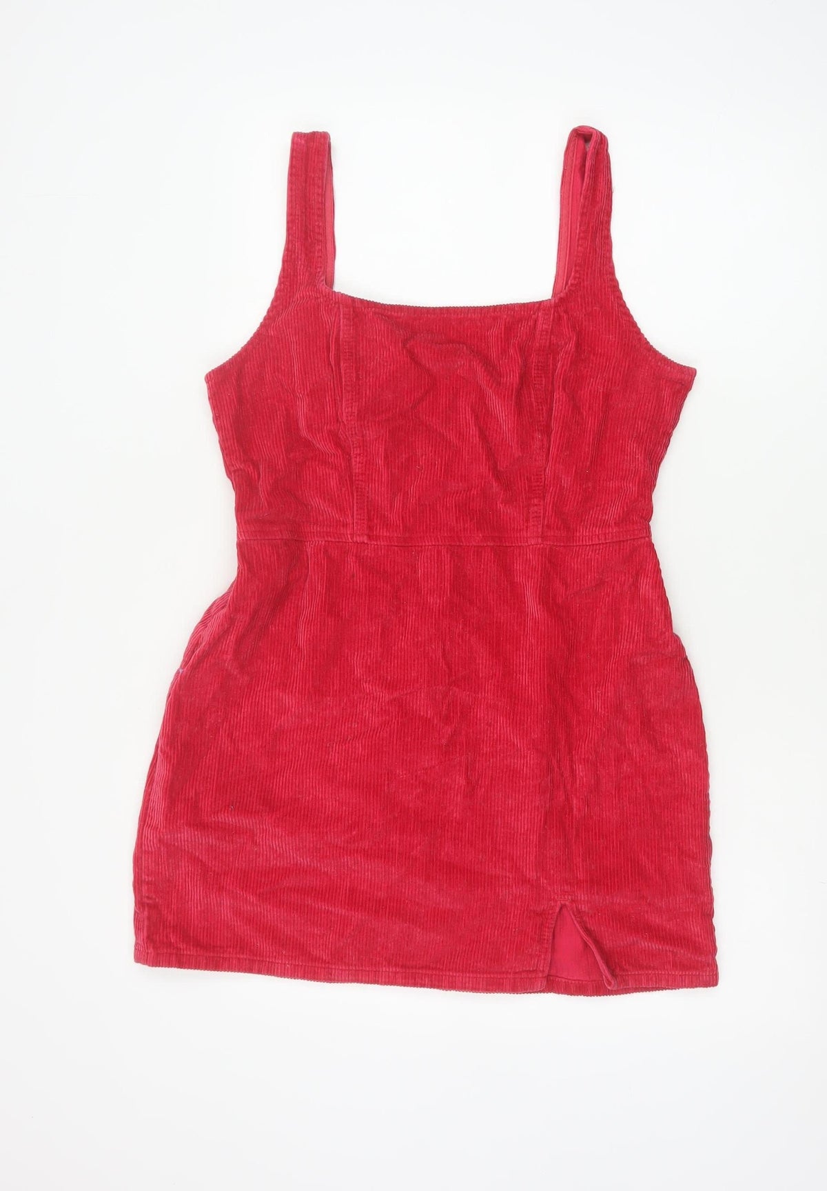 ASOS Design Women Red UK 14 Corduroy Bodycon Mini Dress Square Neck