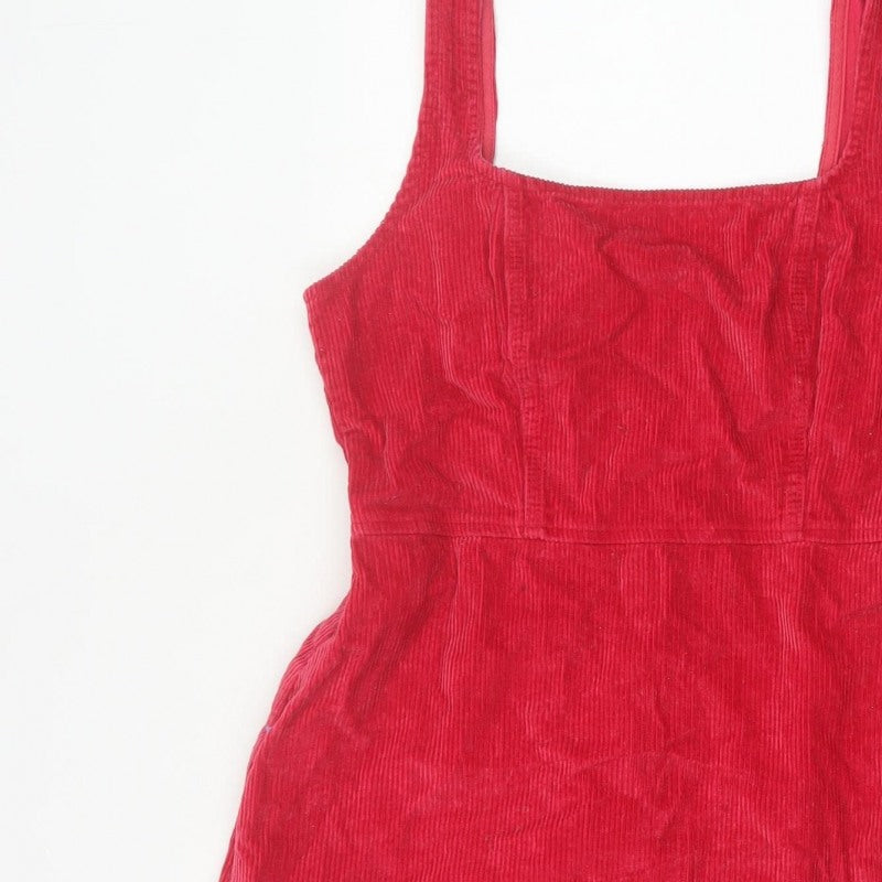 ASOS Design Women Red UK 14 Corduroy Bodycon Mini Dress Square Neck