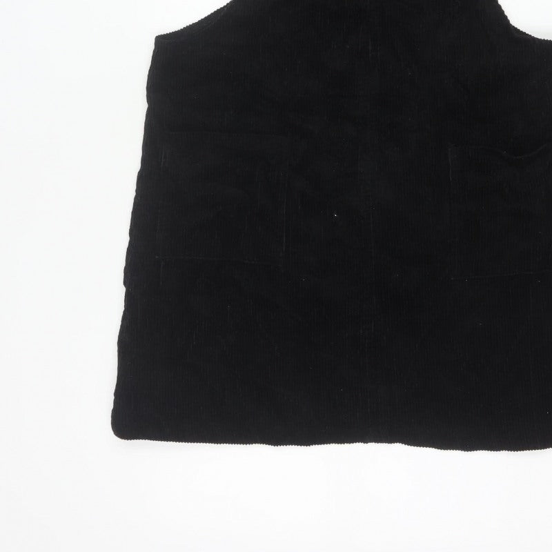 New Look Women Black Corduroy Pinafore Dress UK 14 Adjustable Straps