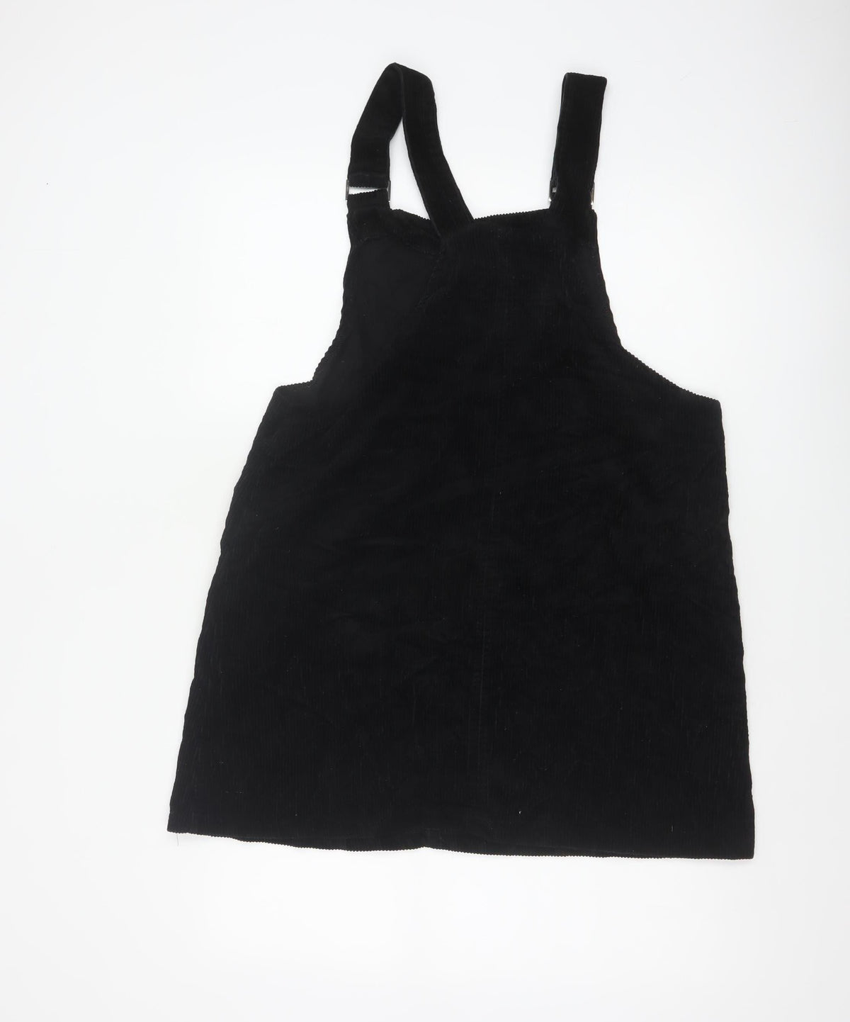 New Look Women Black Corduroy Pinafore Dress UK 14 Adjustable Straps