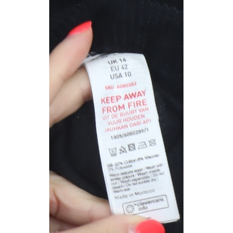 New Look Women Black Corduroy Pinafore Dress UK 14 Adjustable Straps