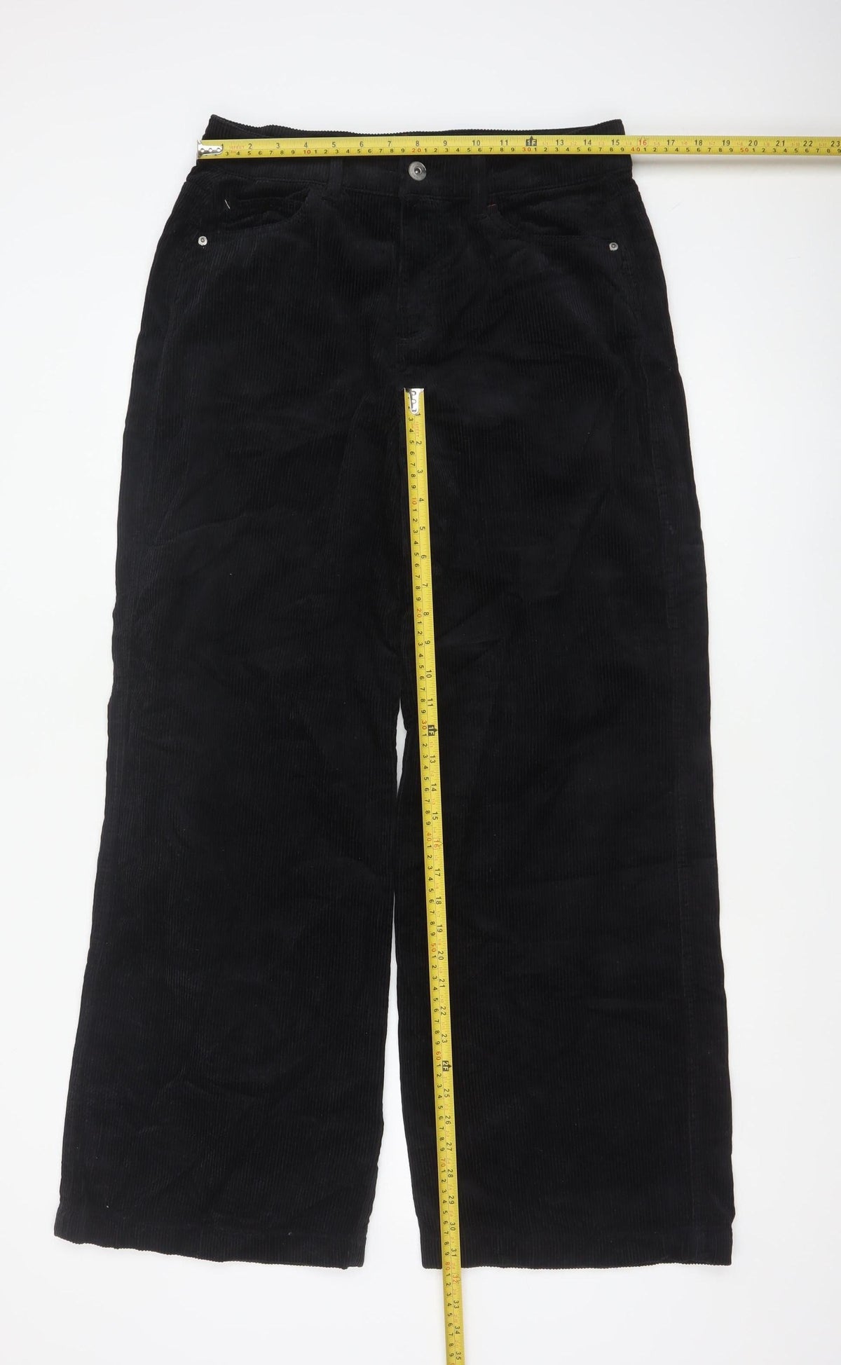 White Stuff Women Black UK 12R Corduroy Wide Leg Trousers