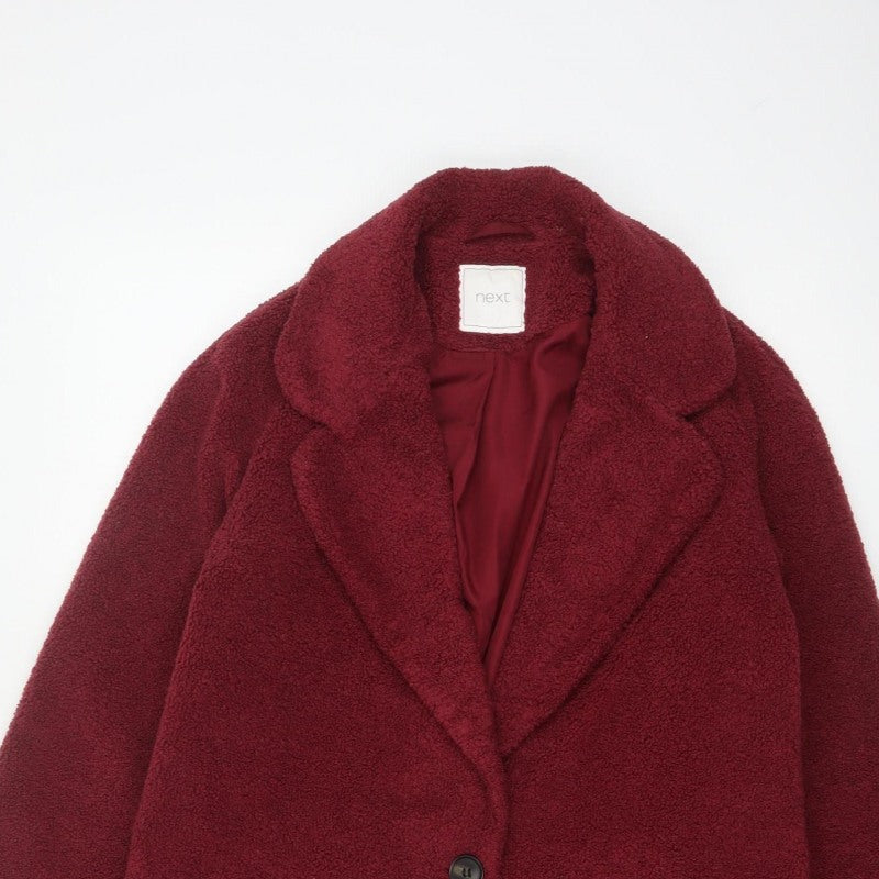 Next Girls Red Teddy Fleece Coat 15 Years Collared Lined Pockets
