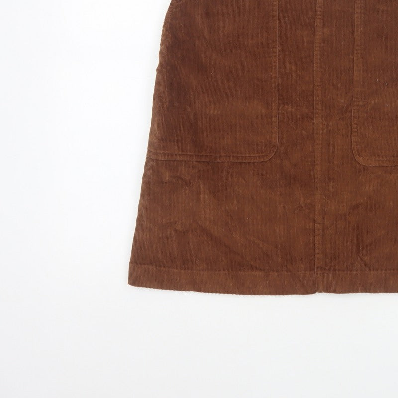 Fat Face Women Brown UK 8 A-Line Corduroy Mini Skirt Pockets