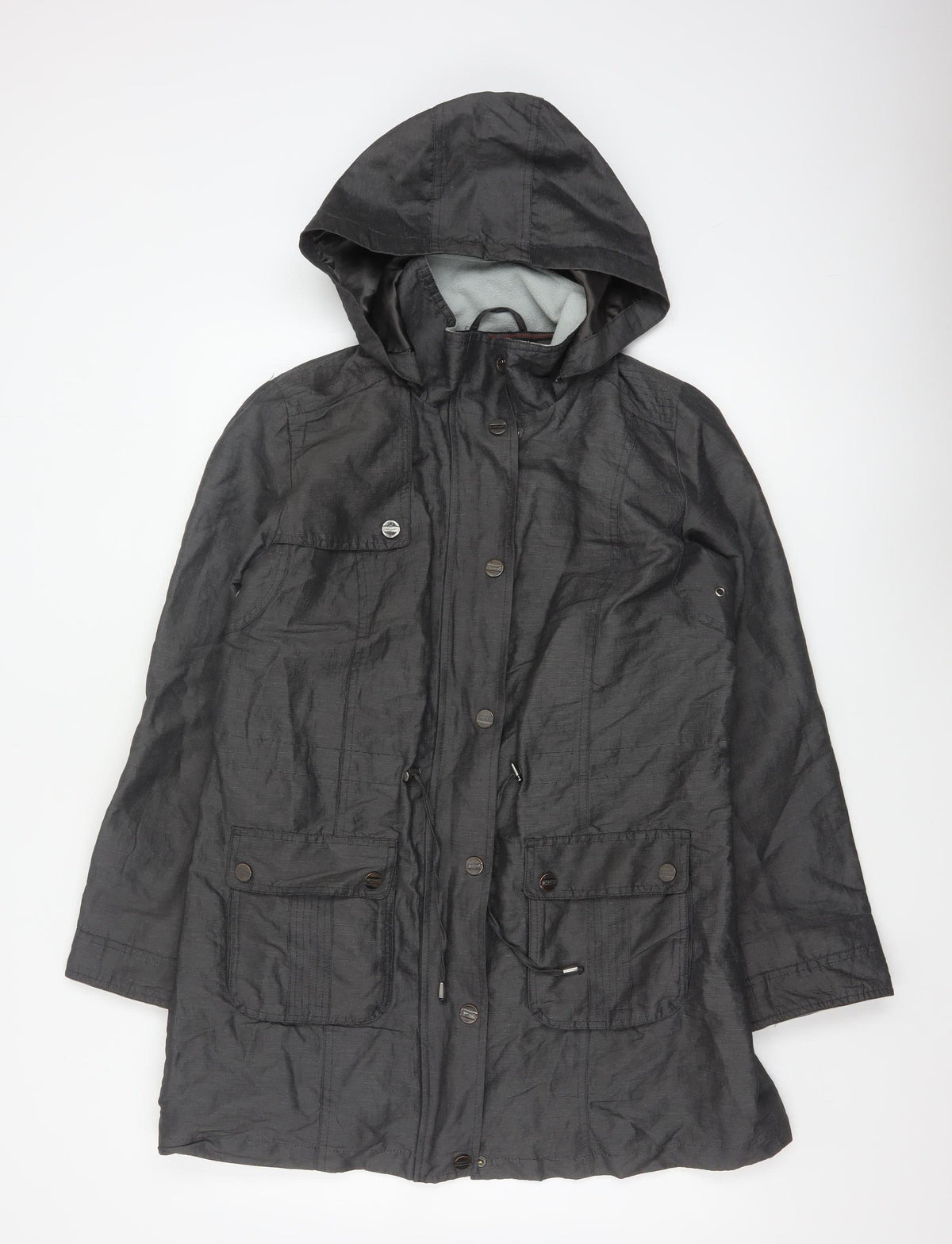 Per Una Women Black UK 12 Hooded Shower Resistant Parka Jacket