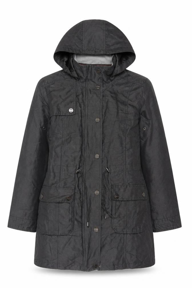 Per Una Women Black UK 12 Hooded Shower Resistant Parka Jacket