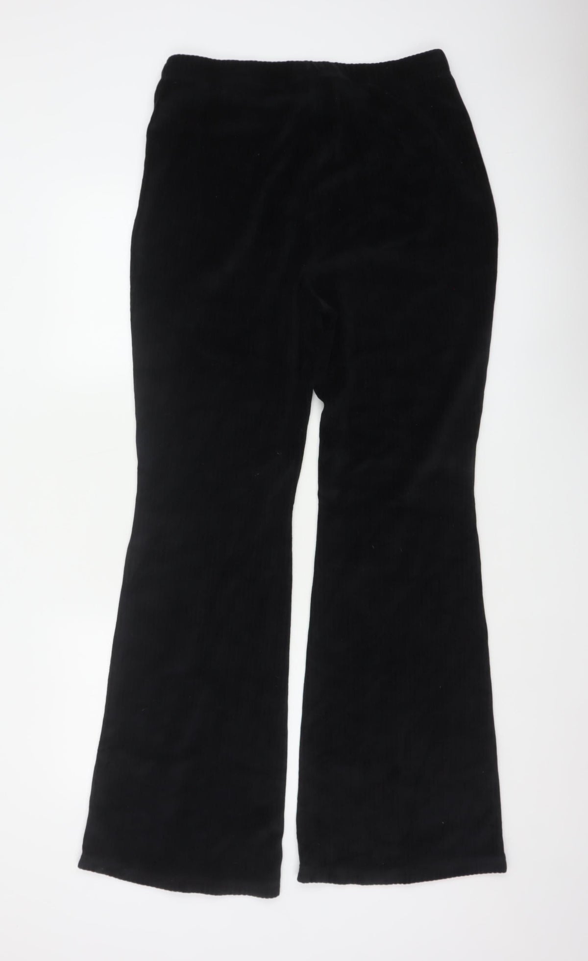 Divided H&M Women Black UK 14 Flared Corduroy Elastic Waist Trousers