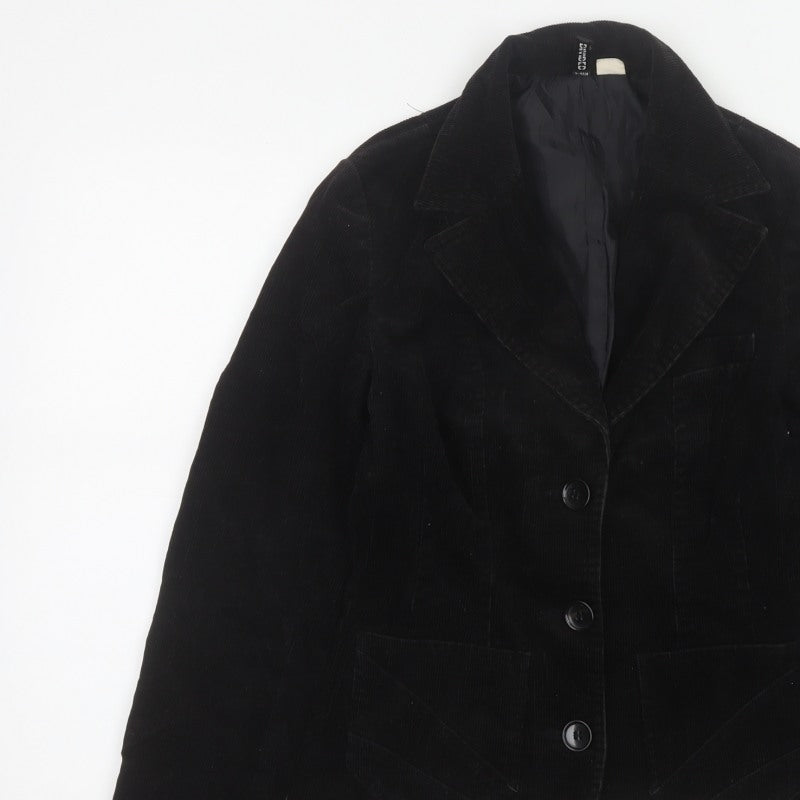 H&M Divided Teens Black UK 6 Corduroy Blazer Notch Lapel