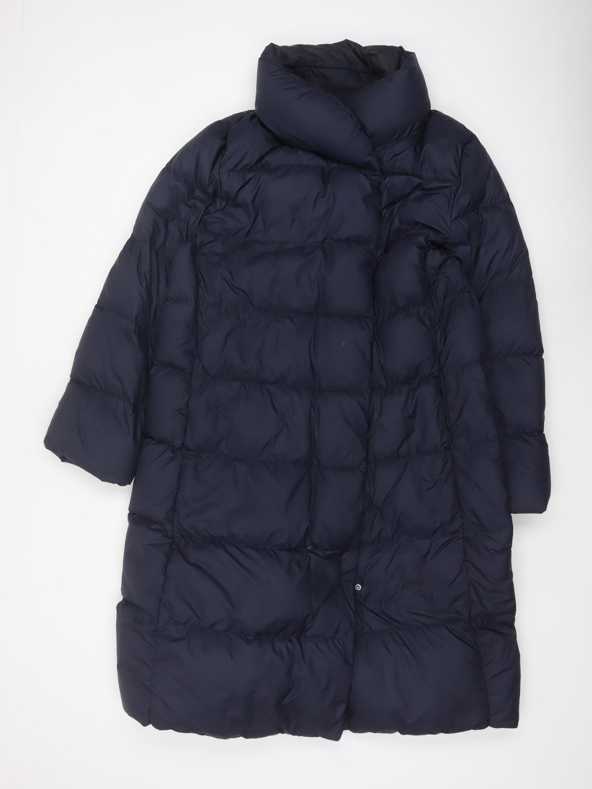 Uniqlo Women Blue UK 14 Long Puffer Jacket Down Quilted Insulated