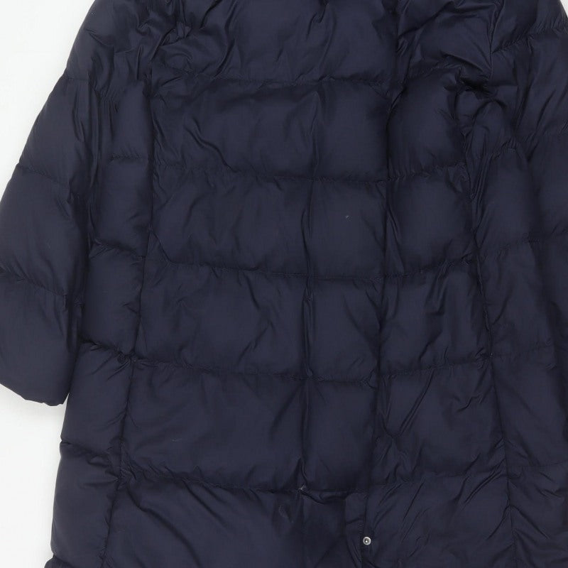 Uniqlo Women Blue UK 14 Long Puffer Jacket Down Quilted Insulated