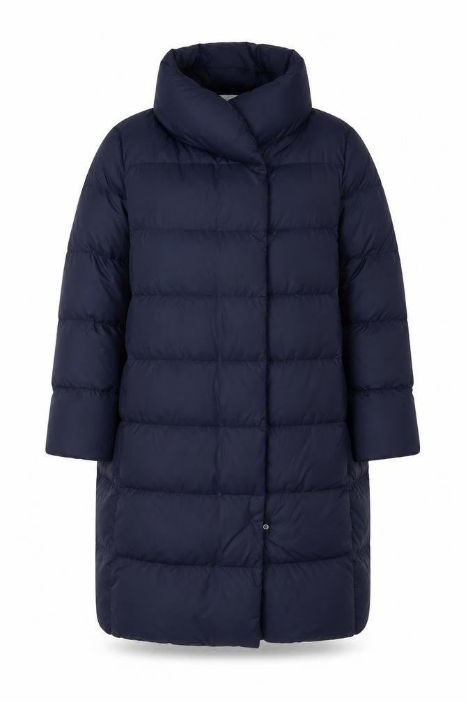 Uniqlo Women Blue UK 14 Long Puffer Jacket Down Quilted Insulated