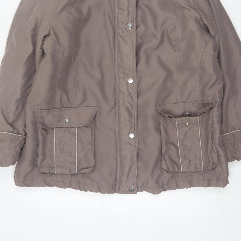 BM Women’s Brown M Hooded Padded Parka Jacket Quilted Pockets