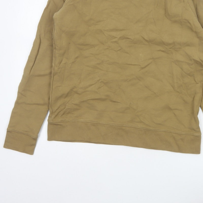 Marks and Spencer Men Brown S Crew Neck Cotton Pullover Sweatshirt