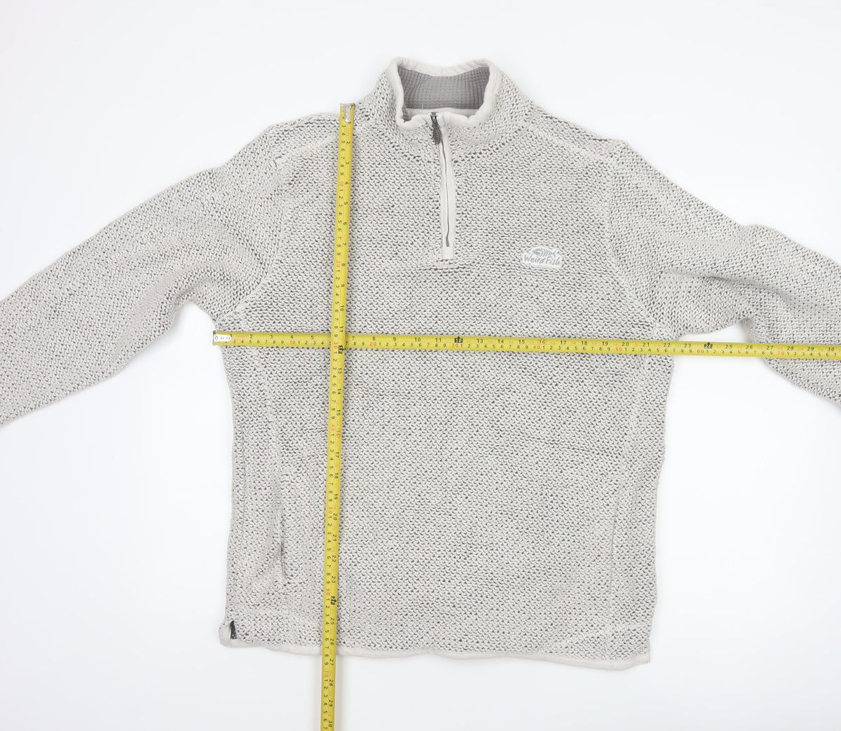 Weird Fish Men’s Grey Large 1/4 Zip Knit Sweatshirt Organic Cotton