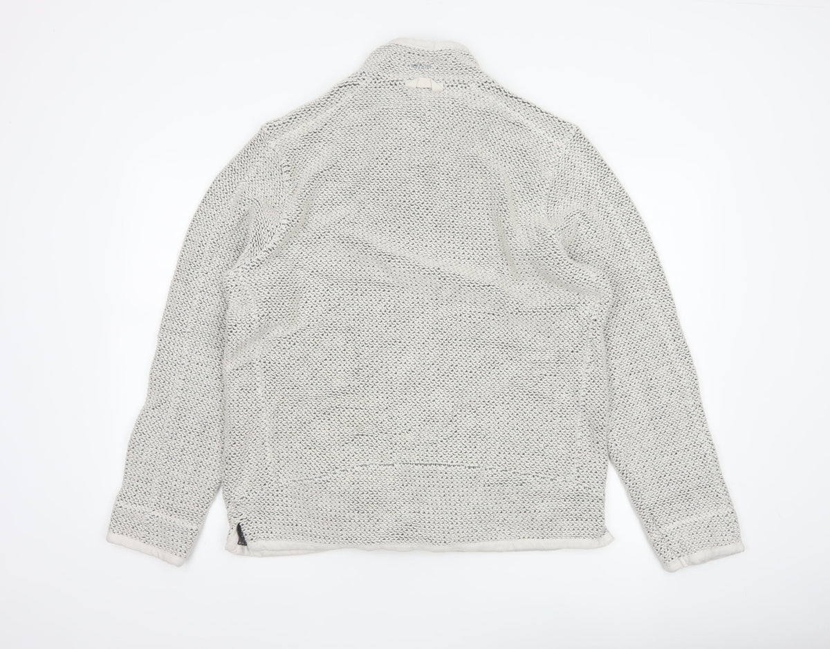 Weird Fish Men’s Grey Large 1/4 Zip Knit Sweatshirt Organic Cotton