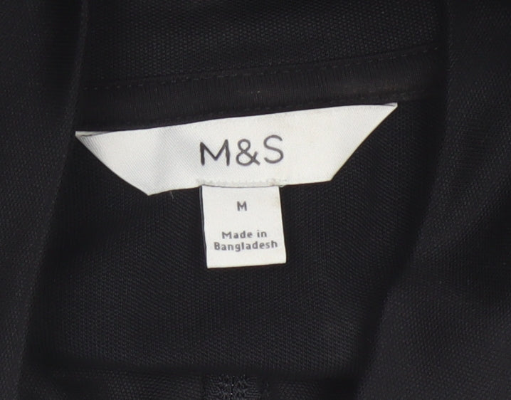 Marks and Spencer Women Black M Zip Track Jacket Striped Sleeves