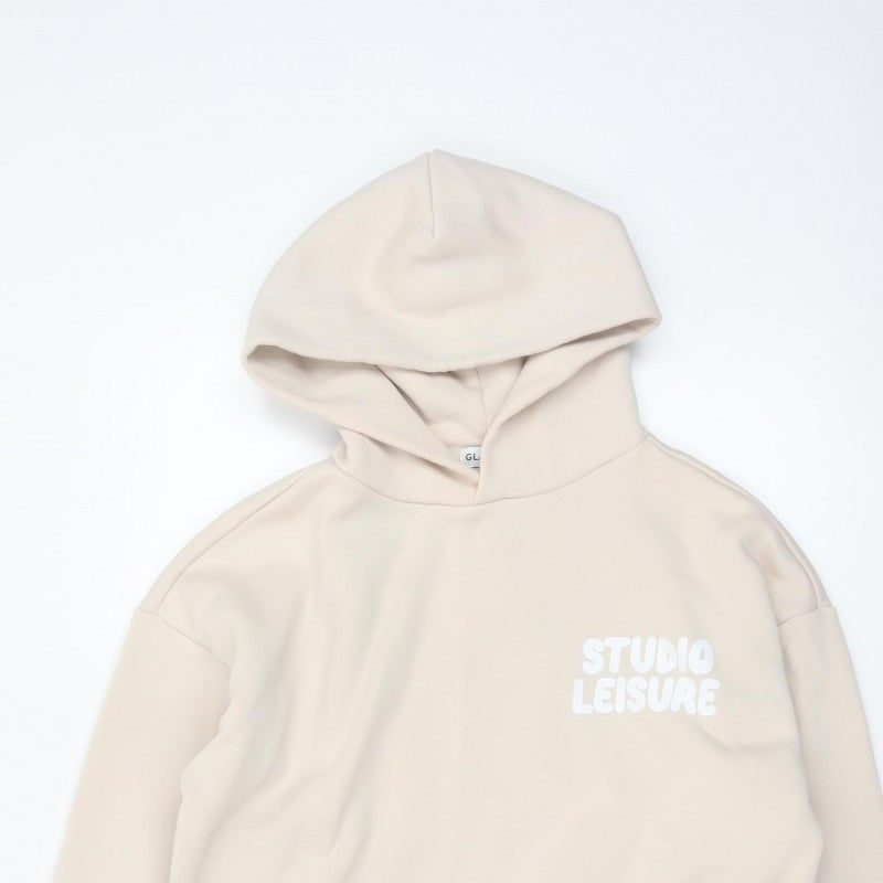 Glamify Women’s Beige UK 8 Pullover Hoodie Studio Leisure Graphic