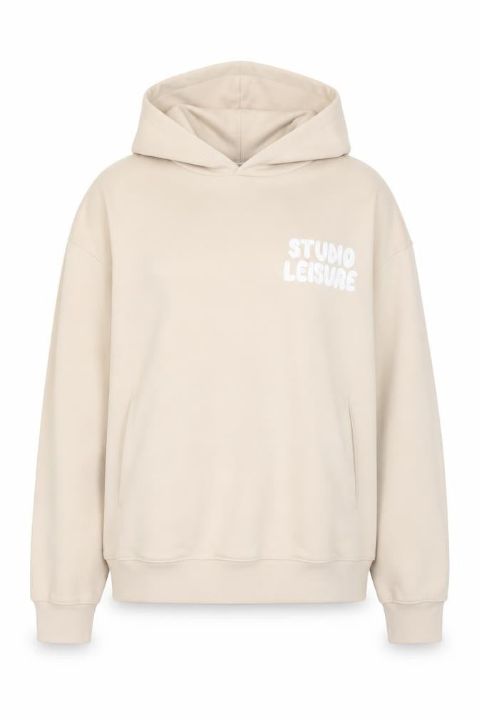 Glamify Women’s Beige UK 8 Pullover Hoodie Studio Leisure Graphic