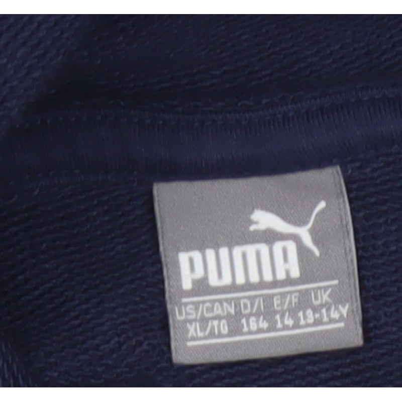 Puma Boys Blue 13-14 Years Pullover Hoodie Logo Pocket Sports
