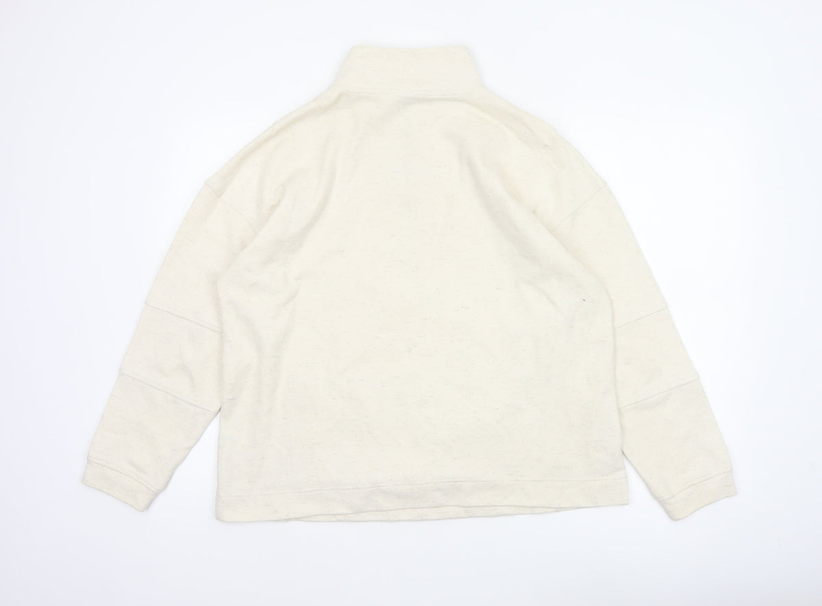 Next Women's Ivory L 1/2 Zip High Neck Cotton Blend Sweatshirt