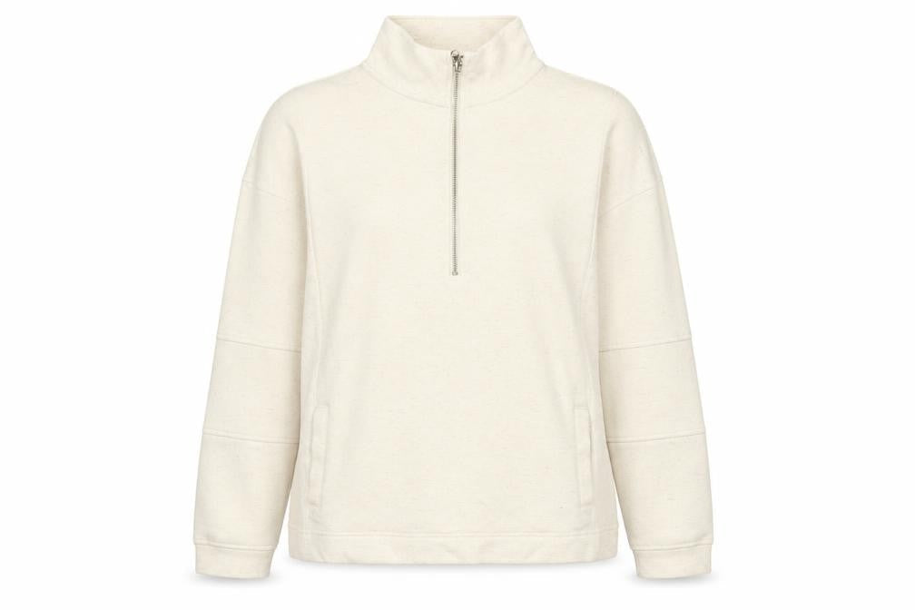 Next Women's Ivory L 1/2 Zip High Neck Cotton Blend Sweatshirt