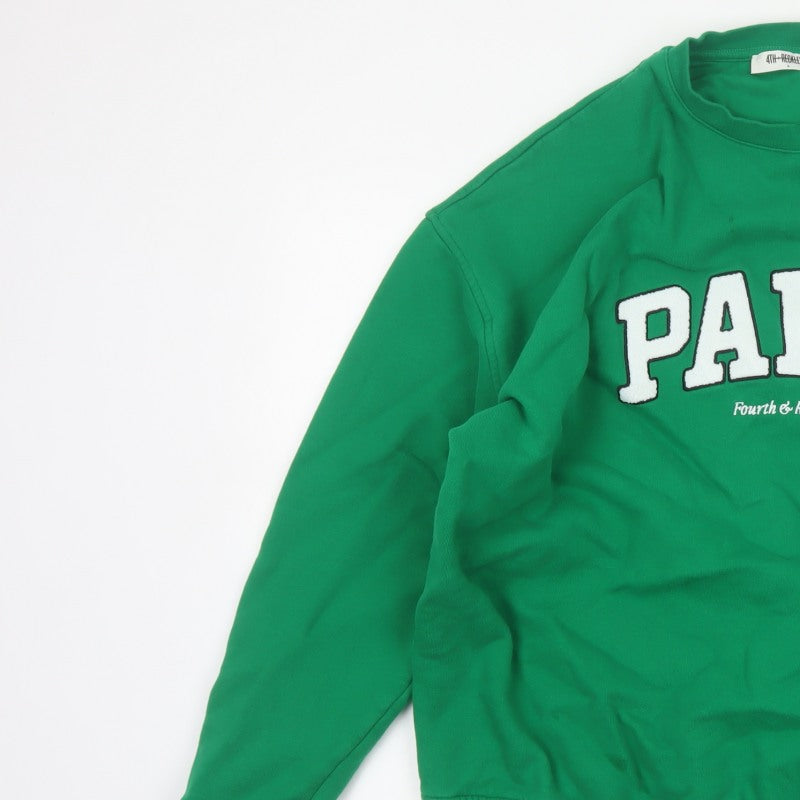 4th Reckless Men's Green M Paris Crew Neck Pullover Sweatshirt Logo