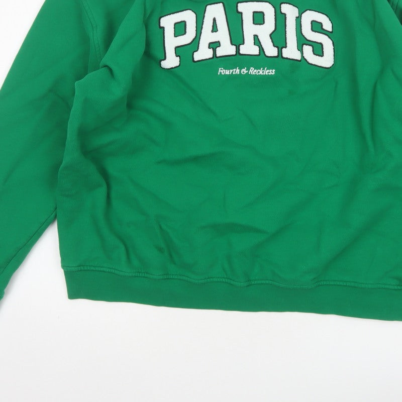 4th Reckless Men's Green M Paris Crew Neck Pullover Sweatshirt Logo