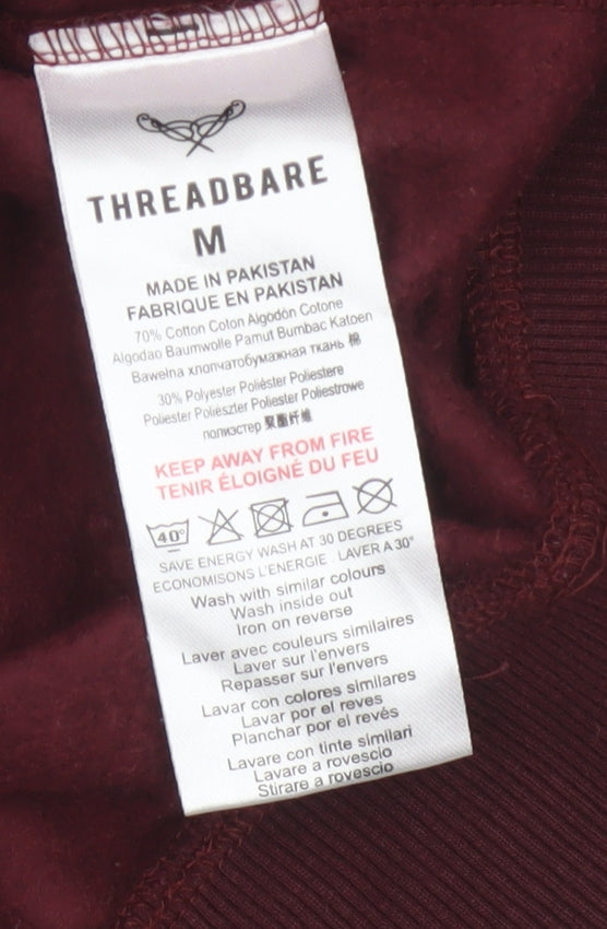 Threadbare Men’s Burgundy M Half Zip Fleece Sweatshirt Pockets