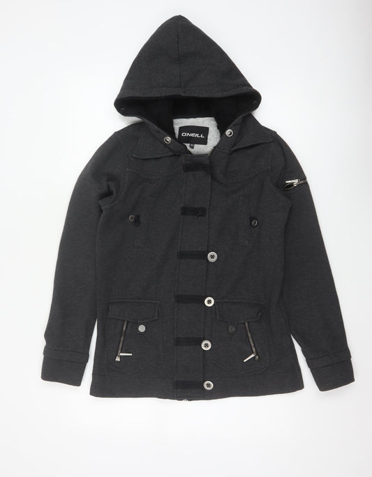 O'Neill Women’s Black Size 12 Hooded Full Zip Fleece Sweatshirt Jacket