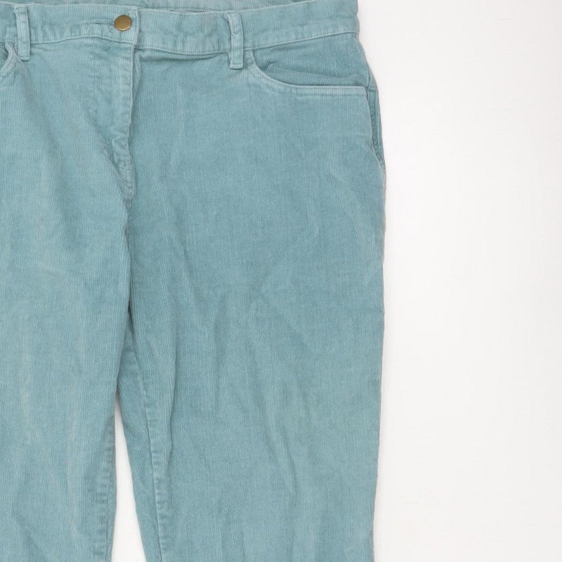 Cotton Traders Women Blue Corduroy Bootcut Trousers Size 16