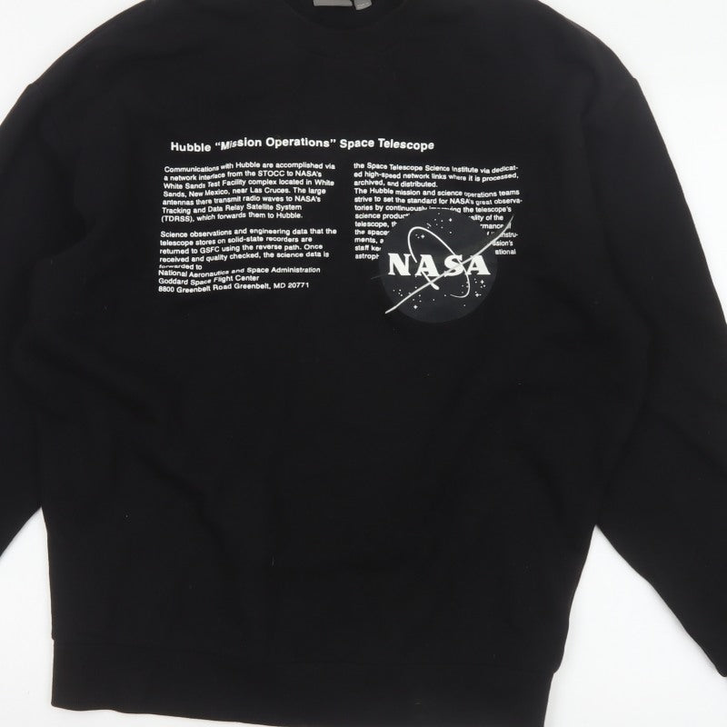 ASOS Men’s Black XS NASA Hubble Graphic Print Crew Neck Sweatshirt